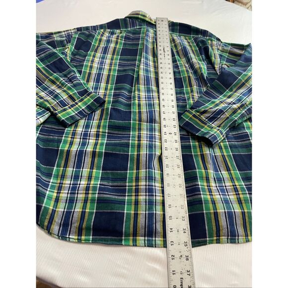 Ralph Lauren Blaire Men’s Vintage Navy Blue Green Plaid Button Down Shirt Sz XXL - Picture 7 of 7